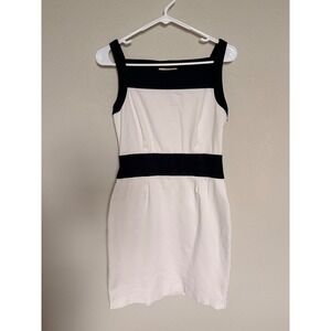 Banana Republic Womens 4 Navy White Colorblock Sheath Dress Square Neck Ponte